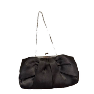 Black Satin Bow Clutch Shoulder Purse Small